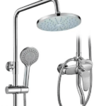 Ensemble de Mitigeur de Douche Luxueux 9" avec Pomme de Douche à Pluie, Système Combiné en Acier Inoxydable – 3 Fonctions Murales pour Salle de Bain