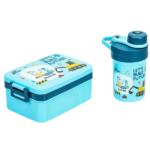 Pratique et colorée, la gamelle et gourde pour enfant assurent des repas sains et hydratants, parfaits pour les petits aventuriers ! – Bleu