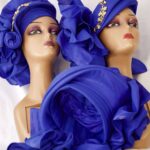 Foulard (Moussor) Déjà Confectionné – Bleu Turquoise avec Brosse sur le Côté