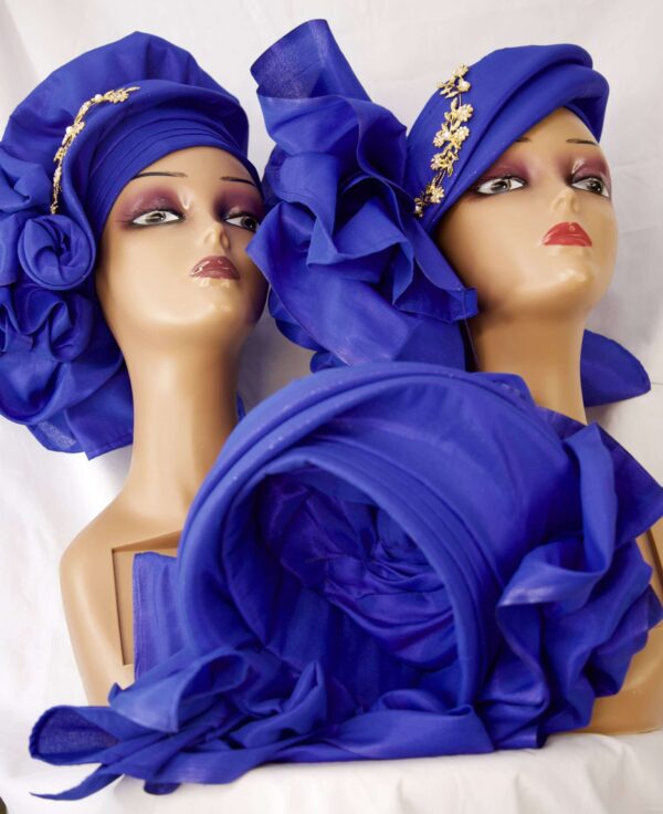 Foulard (Moussor) Déjà Confectionné – Bleu Turquoise avec Brosse sur le Côté
