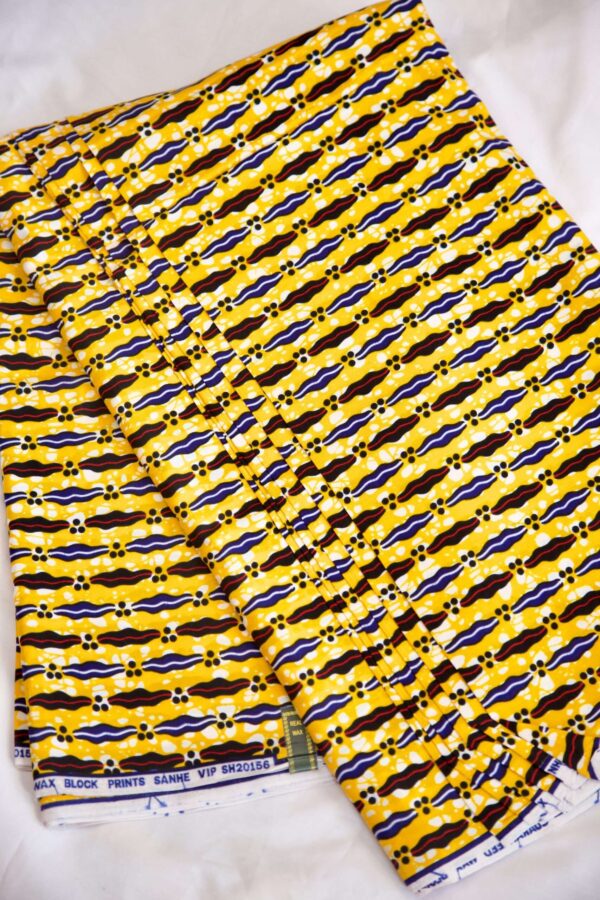 Original Wax Hitaget 6 yards couleur jaune or avec des motifs de couleur différents