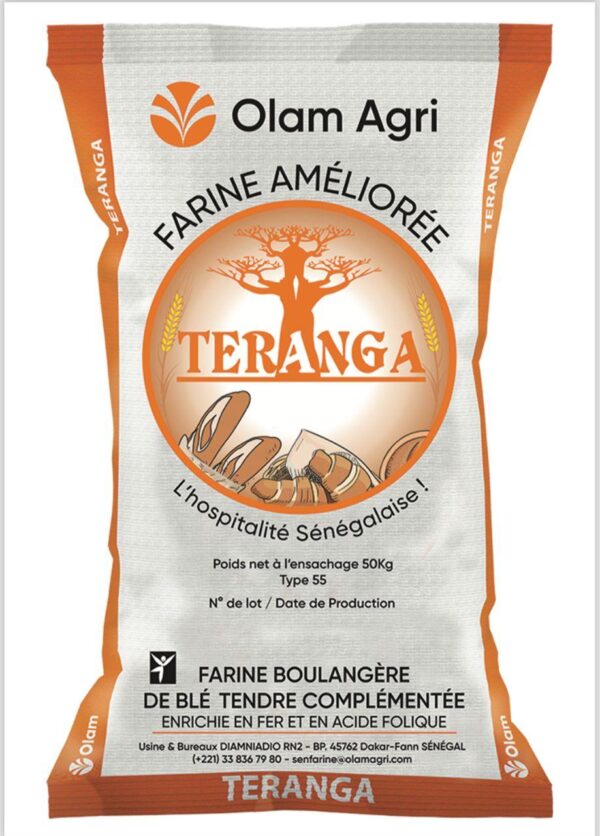 Olam Farine Améliorée Teranga Boulangère de Blé Tendre Complémentée - 50 kg Type 55