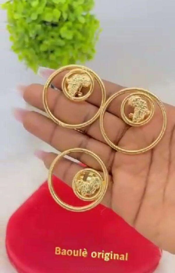 Bijoux Baoulé – Boucles D’oreilles + Bague – En Or Plaqué