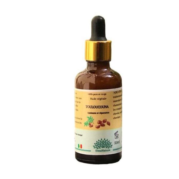 Huile de Touloucouna – Bienfaits naturels pour la peau et les cheveux. Riche en nutriments, elle hydrate, nourrit et protège tout en apaisant les irritations.