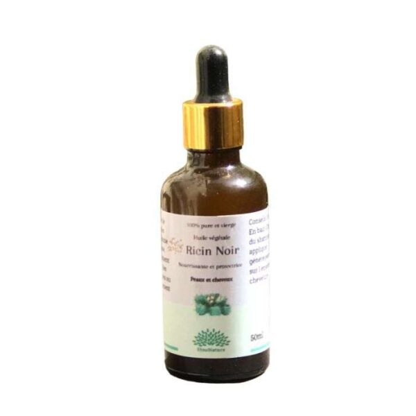 Huile de ricin noir – Puissante pour la peau et les cheveux. Riche en acides gras essentiels, elle stimule la croissance, hydrate et fortifie naturellement.