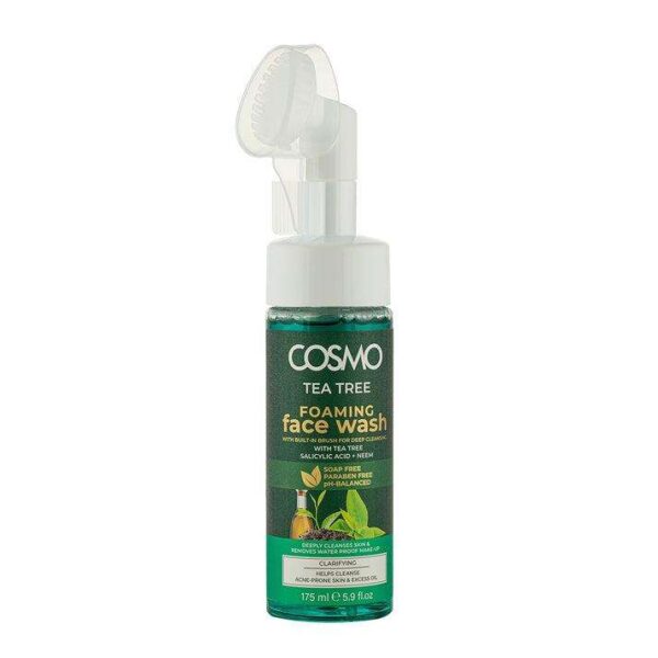 Nettoyant Visage Moussant à l’Arbre à Thé – 175ml, purifiant et anti-imperfections, idéal pour les peaux grasses. Nettoie en profondeur et régule l’excès de sébum.