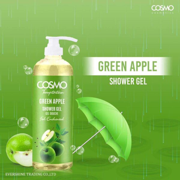 Gel Douche Temptation – Pomme Verte – Fraîcheur Revitalisante et Douceur Fruitée pour une Peau Éclatante et Parfumée