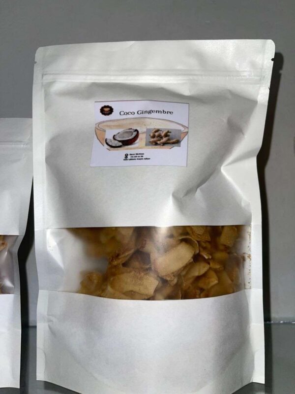 Coco Gingembre 500g – Mélange audacieux et aromatique, parfait pour vos recettes, smoothies, et en-cas sains. Une fusion délicieuse à découvrir !