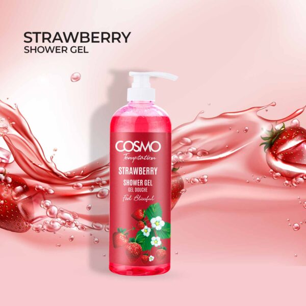 Gel douche Temptation – Fraîcheur de fraise pour une peau douce et parfumée, nettoyant délicatement et hydratant intensément. Une expérience sensorielle unique !