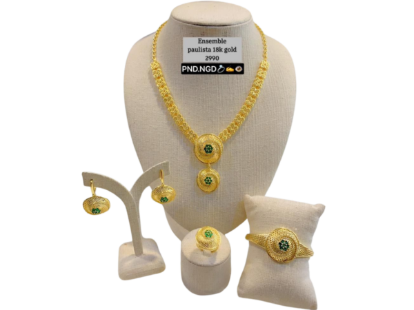 Ensemble bijoux plaqué or 18 carats – Collier, bracelet, boucles d'oreilles et bague pour un look complet et élégant – Image 5
