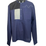 Chemise en Lin - Bleu Marine et Contraste Graphique