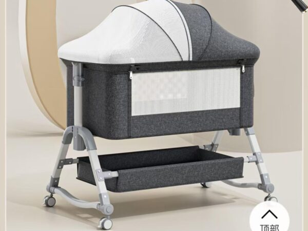 Berceau Bébé Multifonction avec Moustiquaire – Sécurité, Confort et Praticité (Hauteur Ajustable & Espace de Rangement)