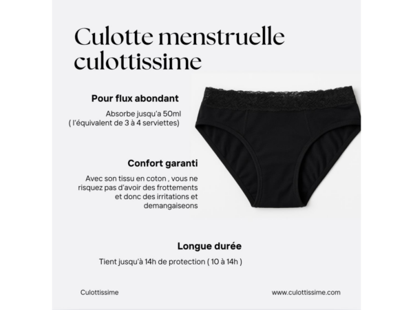 Culotte Menstruelle Flux Hémorragique – Absorption 10 à 14h
