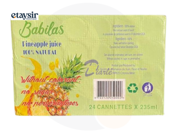 Jus d’Ananas Babilas – 100% Naturel (24 Canettes x 235 ml)