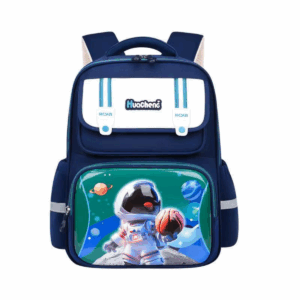 Sac à dos scolaire bleu avec motif astronaute – Grande capacité & style futuriste