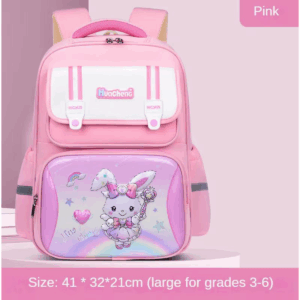 Sac à dos - Cartable Scolaire Fille Rose – Modèle Lapin Magique (41x32x21 cm)