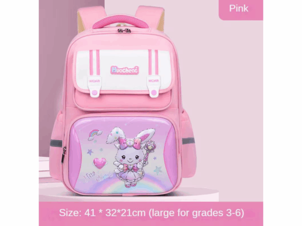Sac à dos - Cartable Scolaire Fille Rose – Modèle Lapin Magique (41x32x21 cm)