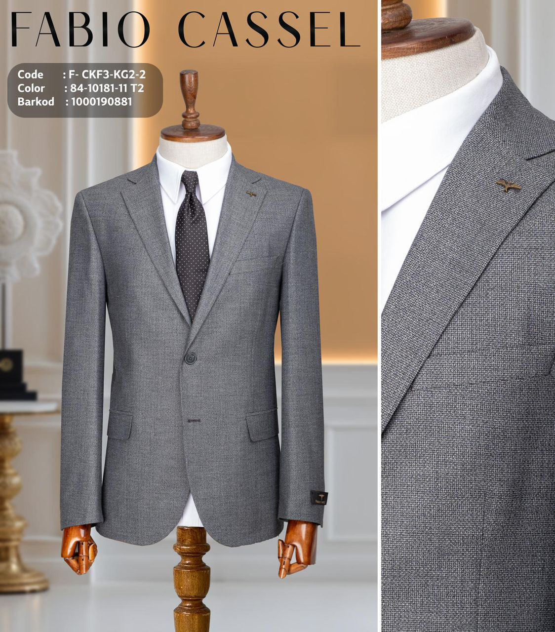 Veste de Costume Élégante FABIO CASSEL – Modèle F-CKF3-KG2-2 – Image 6