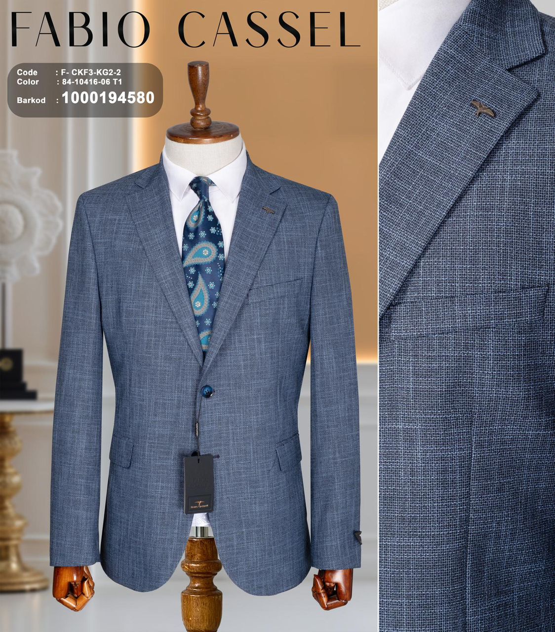 Veste de Costume Élégante FABIO CASSEL – Modèle F-CKF3-KG2-2 – Image 12